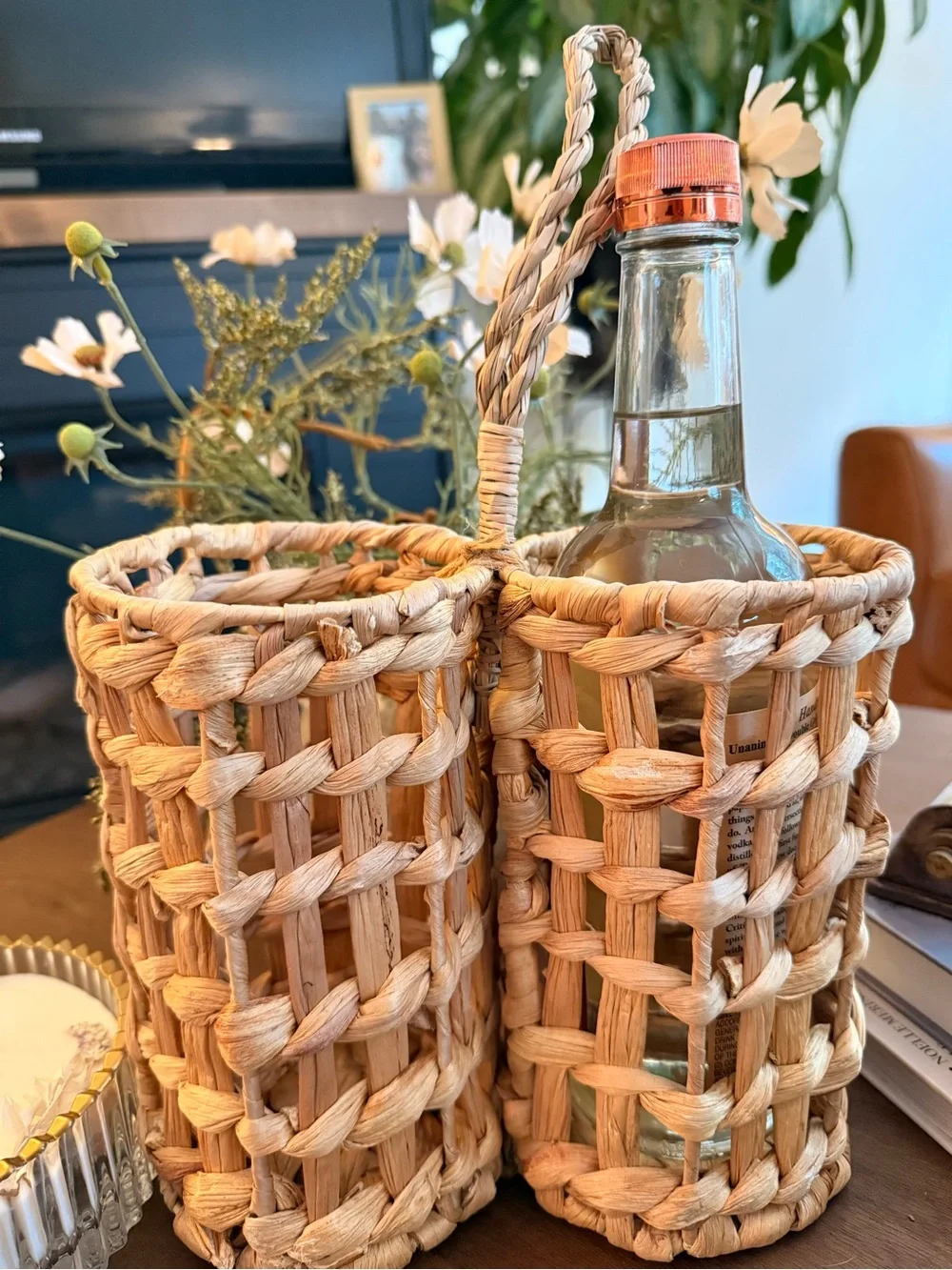 Woven Double Wine Holder Basket